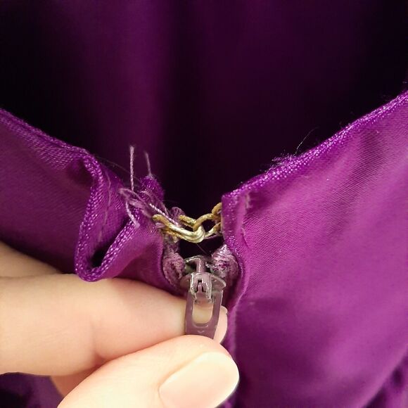 Vtg 7/8 Alfred Angelo Purple Satin Prom Bridesmaid Dress Gown Puff Sleeves USA - Picture 14 of 14